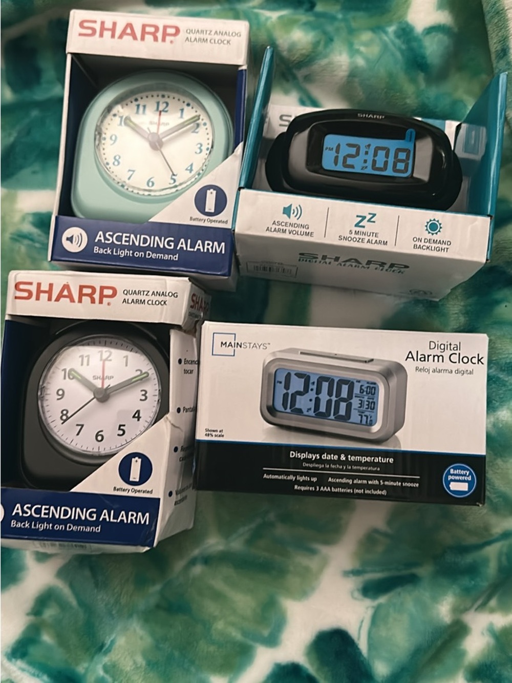 Lot of 4 Alarm Clocks, New